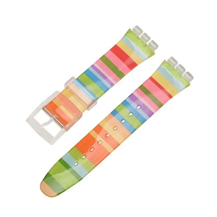 Watch Strap PVC Belt For Swatch Watch Accessories Soft Jelly Color Waterproof Rubber Wristband Bracelet