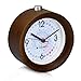Produktbild Navaris Analog Holz Wecker mit Snooze - Retro Uhr Rund mit Design Ziffernblatt Alarm Licht - Leise Tischuhr Ohne Ticken - Naturholz in Dunkelbraun