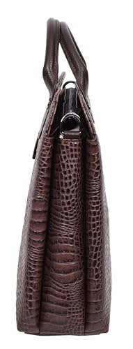 Sac à main cuir véritable imprimé écossais femme A4 large - 3