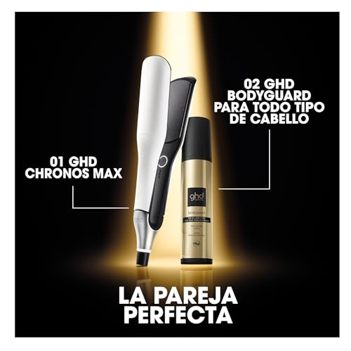 ghd Chronos Max - Plancha de Pelo Profesional, Styler con Placas 85% más Anchas, Peinado 3x Veces Más Rápido, Más Brillo, Sin Daño Por Calor Extremo - Para Cabello Largo, Grueso o Rizado -Color Blanco