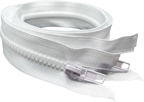 Image of ANPURZII 2PCS #5 38 Inch White Separating Jacket Zippers for Sewing Coats, Molded Plastic Bulk Zippers(White 38 inch 2PCS)