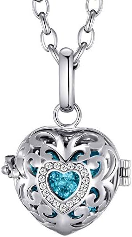 Morella Women Necklace Stainless Steel 70 cm 27,5" with Love Heart Pendant for Sound Balls Ø 16 mm 0,63" in a Velvet Jewelry Bag