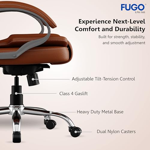 Image of FUGO FG13 Ergonomic Office Chair | Adjustable Height Swivel Chair with 360 Rotation | Comfortable Seating for Home Office & Study | Computer Desk Chair with 3-Year Warranty (Tan)
