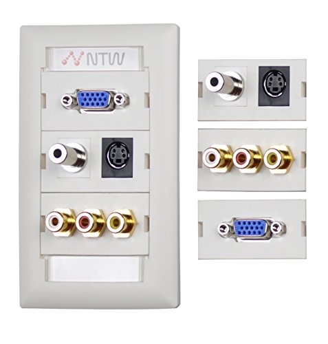 NTW Customizable Unimedia Wall Plate with personizable ID tag - VGA, 3.5MM AUDIO, S-VIDEO, COMPOSITE VIDEO AND RCA STEREO AUDIO PASS through - 3UNC-V35SR3