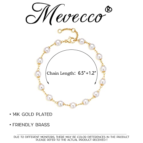 Image of MEVECCO Bracelet for Women 14K Gold Plated Dainty Chain Simple Jewelry Cute Handmade Minimalist for Her