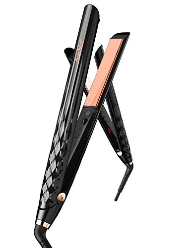 AmoVee Pro Hair Straightener 2 in 1 Flat Iron Curling Iron with Adjustable