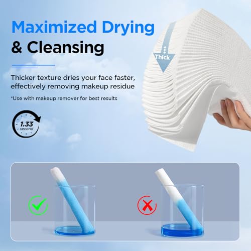 Image of ITO Face Towels, Ultra-Soft & Extra Thick Cleansing Towels for Sensitive, Dry & Oily Skin, Facial Tissue, Makeup Remover Disposable Towels (60 Count (EF Pack of 3))