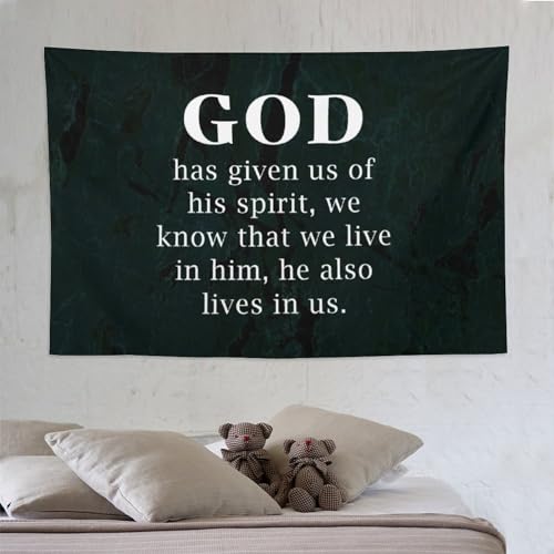 Tapiz de pared de 60 x 90 pulgadas con texto espiritual de bendición hogareña 7