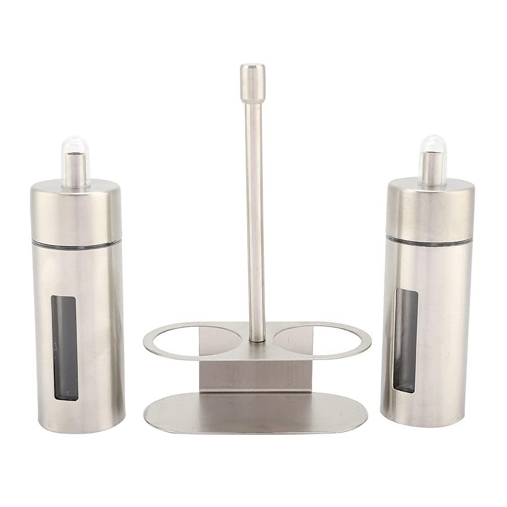 Set di bottiglie per olio in acciaio inox, contenitore per olio d'oliva e aceto per salsa di soia, design a prova di perdite, barattolo per condimenti per olio commestibile per cucina