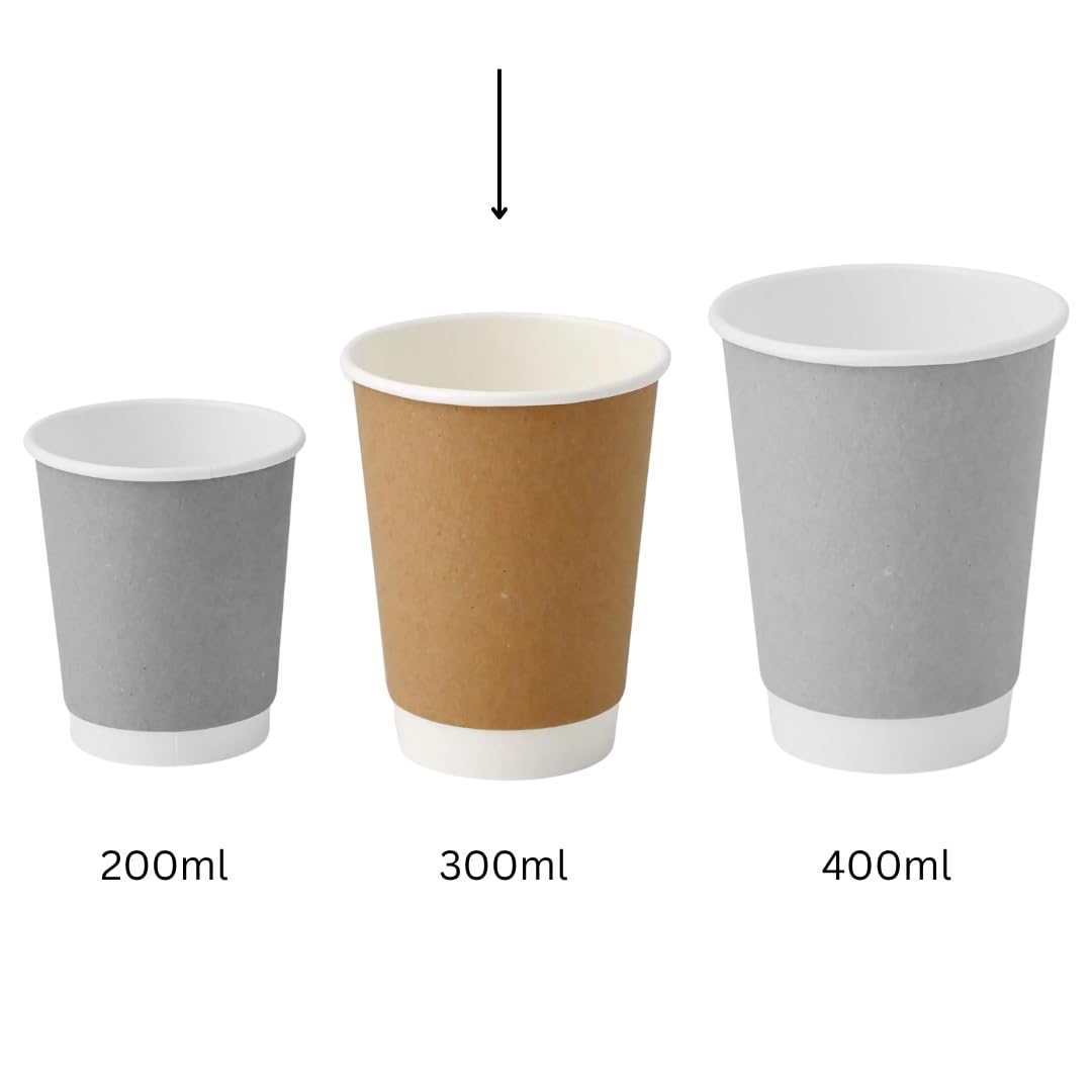 200 Stück Kaffeebecher braun 300ml / 12 oz Ø 90 mm - Doppelwandige Isolierte Pappbecher - plastikfrei - nachhaltige Materialien - Einwegbecher-ToGo Becher