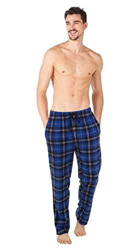 i-Smalls Mens Pyjamas Lounge Pants Fleece Bottoms Check Trousers Nightwear PJs Sleepwear (M) Blue