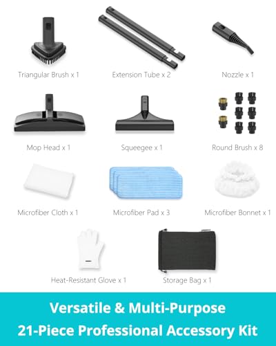 Steam Cleaner: 40s Fast Heating-0.66Gal (2.5L) Large Tank-21 PCS Kit-No Cooling-Refill Anytime-Detachable Hose Multi Portable Steamer Mop for Home Car Bed Furniture Tile Grout Floor Cleaning - Image 3