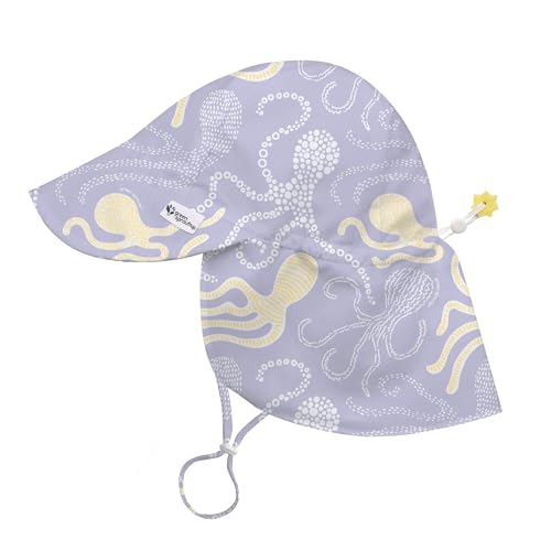 Green Sprouts Baby Toddler UPF 50+ Eco Flap Hat - Lavender Octopus - 0-6 mo