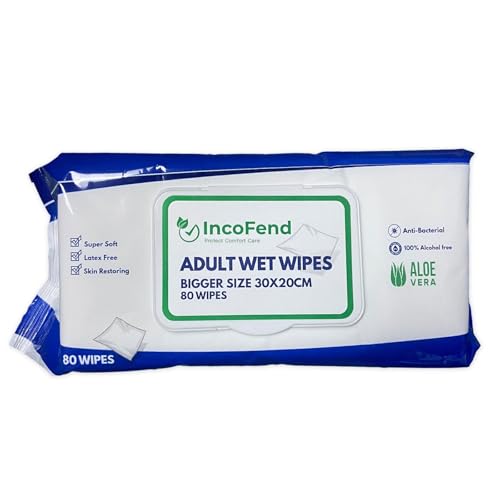 80 XL ADULT WET WIPES INCONTINENCE FOR FULL BODY EXTRA LARGE CLEANING CLEANSING PATIENT PREMIUM BED BATH STRONG ALOE VERA TRAVEL HYGENIE SEALABLE LID THICK NO SHOWER INTIMATE (1 Pack)