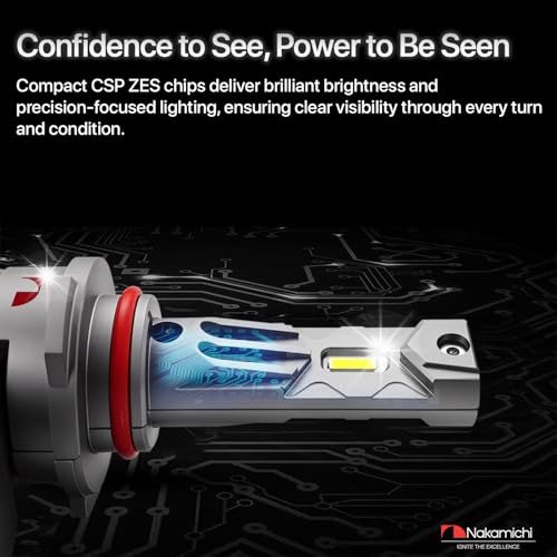 Image of Nakamichi GS810 Series 9005 9006 LED Headlight Foglight Light Bulbs for Replacement, 12,000 Lumens 44W Per Set, Cool White, Plug and Play, 1:1 Beam, Pack of 2, 4300K, 9005 9006 (HB3 HB4)