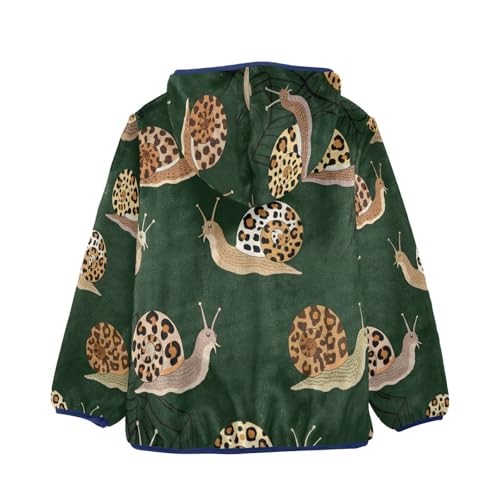 Snail Pattern on Dark Background Toddler Fleece Jacket Girl Boys Hooded Fleece Jacket Coat Warm Outwear Zip-up 3-10T2