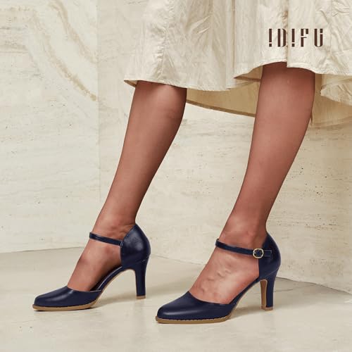 Image of IDIFU IN3 Closed Toe Chunky High Heels Comfortable Dress Shoes for Women