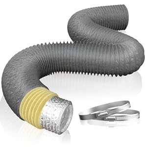 Hon&Guan ø100mm PVC Alurohr Abluftschlauch Länge 2,5 m, Isolierter Wärmeisolierung Schallgedämmter Aluminium Rohr Flexschlauch für Badezimmerlüfter, Klimaanlage, Pflanzkasten, Abzugshaube, Grau