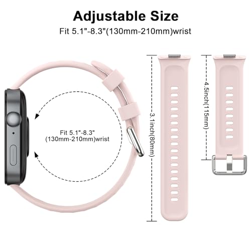 Silicone Band for Watch Fit 3 Strap(Not for Watch Fit/Fit2) Band Lightweight Sport Wristband Intended for Fit4/3 (Pink Sand)