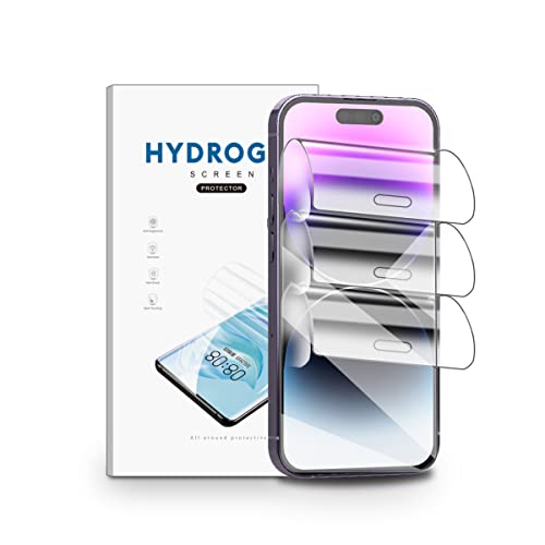 nvskvd Pellicola Protettiva in Idrogel per iPhone 15, 3 Pezzi Trasparente HD Morbida TPU Pellicola Protettiva per Display ID Impronte Digitali(Non Vetro Temperato)