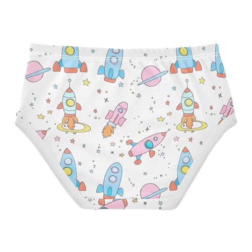 Cute Pastel Colored Rockets White Toddler Underwear Custom 2t Cotton Cute Panties Girl Aesthetic Undies Kids Briefs2