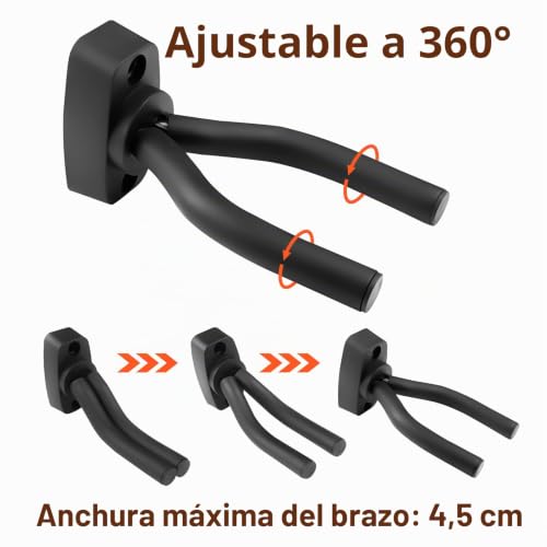 Miniatura 4 de Fousenuk 6 Piezas Soporte Pared Guitarra, Oporte De Guitarra Negro Colgador De Guitarra Eléctrica Acustica Tamaño Ajustable, Soporte De Guitarra Para Colgar Guitarra En Pared O Perchero