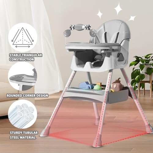 UBRAVOO 3-in-1 Babyhochstuhl, Kinderstuhl Klappbar Baby Hochstuhl ab 6 Monate, Umwandelbarer Ess- und Spielhochstuhl mit Doppellagigem… – Ansicht 4