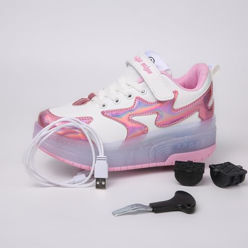 Nsasy Roller Shoes Girls Boys Wheel Shoes Kids Roller Skates Shoes Led Light Up Sneaker Can Charge For Children Christmas Birthday Best Gift thumb #8