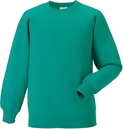 L S U Unisex Sweatshirt Boys Girls Fleece Jumper Classic Crew Neck Long Sleeve School Uniform Sweater (Jade Green 2-3 Y)