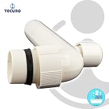 tecuro Kolanko wylotowe z napowietrzaczem rurowym, Ø 50 mm, długość 250 mm do syfonu, z nakrętką złączkową 1 1/2 cala łącznie z uszczelką klinową, tworzywo sztuczne białe