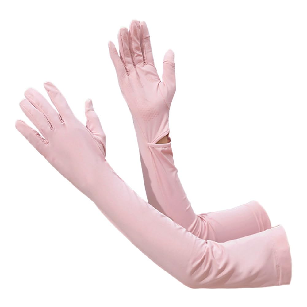 MVOSJFIE Women UV Long Sun Protection Gloves Touchscreen Arm Sun Driving Gloves UPF 50+ for Outdoor Sports Cycling Pink