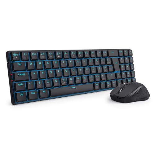 Kit Mouse e teclado mecânico sem fio Redragon Office Preto LED Azul BS-8772 BK