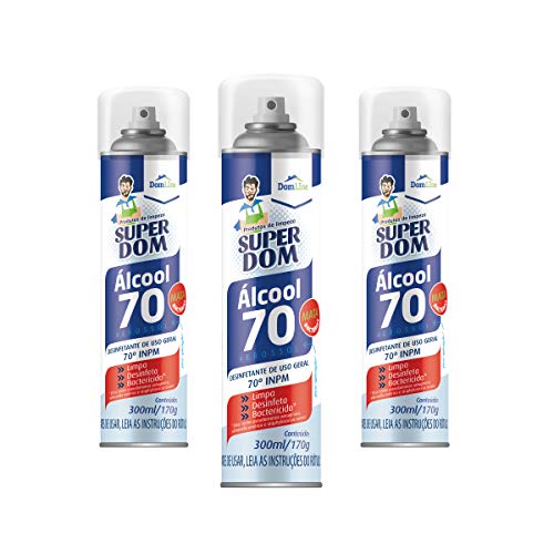 KIT 3 Alcool Spray 70 Super Dom 300ml - Aerosol - Domline