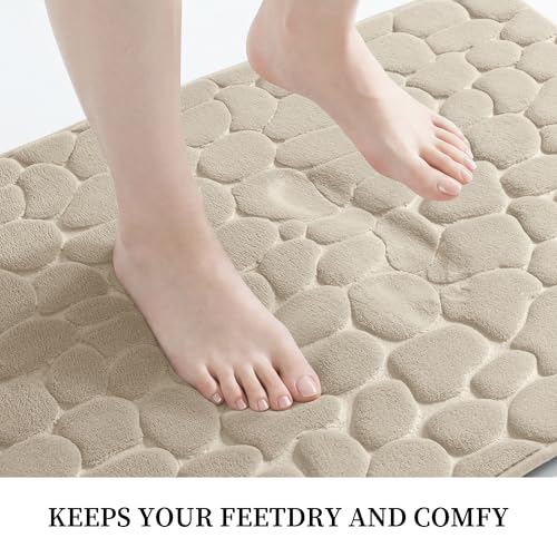 Image of Memory Foam Bath Mat Cobblestone Bathroom Rugs Bath Mats for Bathroom Machine Washable Bath Rugs
