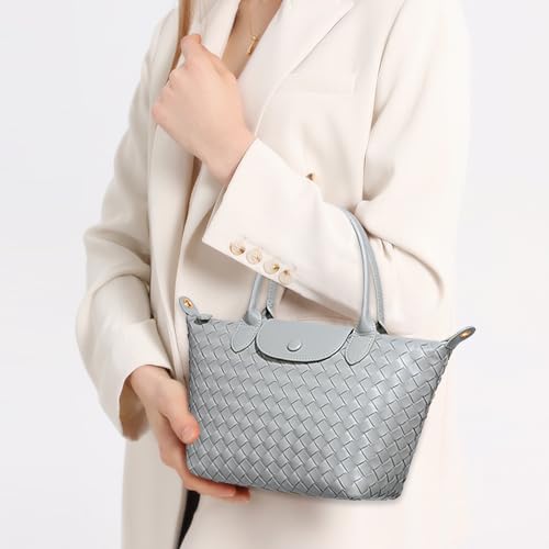 Waiyqju Braided Luxury Women's Leather Tote Top Handle Age Elegant Large Capacity Travel Day Crossbody Bag - Image 4