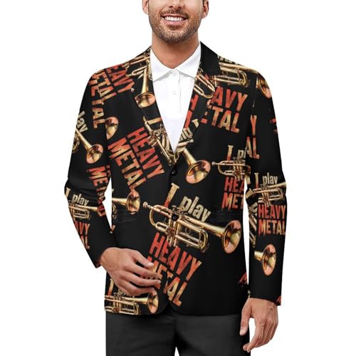 I Play Heavy Metal Men's Blazer Printed Button Suit Jacket Slim Sport Coat Blazers