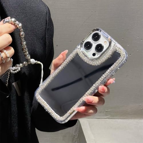Coque miroir de luxe iPhone 12 Pro étui paillettes argent diamant