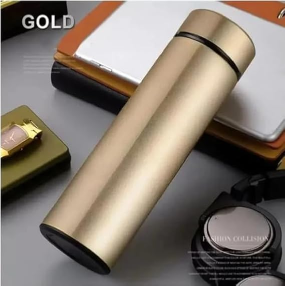 Image of Smart Temperature Water Bottle 500ml | LED Display Touch Lid | Vacuum Insulated Stainless Steel Flask | Keeps Drinks Hot & Cold | Travel, Gym, Office Use (Yellow)
