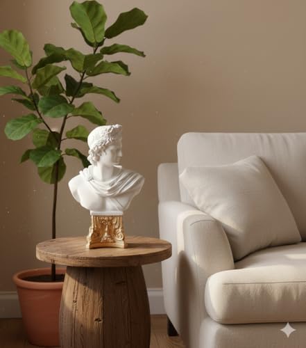 Image of Sankalan's Classical Roman Bust Statue, White and Gold, Decorative Home Accent
