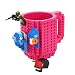 Brick Mugs [Updated Version] Fubarbar 12 oz Coffee Cups Funny Tea Mug Beverage Cup Built-on Building Bricks enjoy Creative Time (Rose)