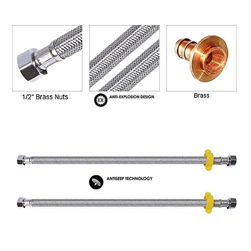 Image of SS-304 Heavy Duty Connection Pipe for Wash Basin, Geyser, Hot & Cold Water, Basin Mixer | Leak Proof Flexible Tap Connector Pipe | Rust Free, Durable, Long Life (18inch Black (Pack of 1)