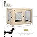 PawHut Hundekäfig Möbel mit 2 Türen waschbaren Kissen Moderne Stahl Hundebox für Zuhause Indoor Hundehütte für große Hunde bis zu 30 kg Hundehaus 94x60x71,5 cm Eiche