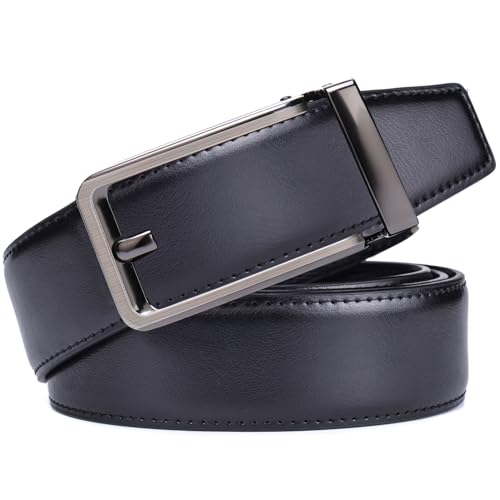Men's Leather Ratchet Comfort Click Belt Dress with Slide Buckle -Adjustable Trim to Fit