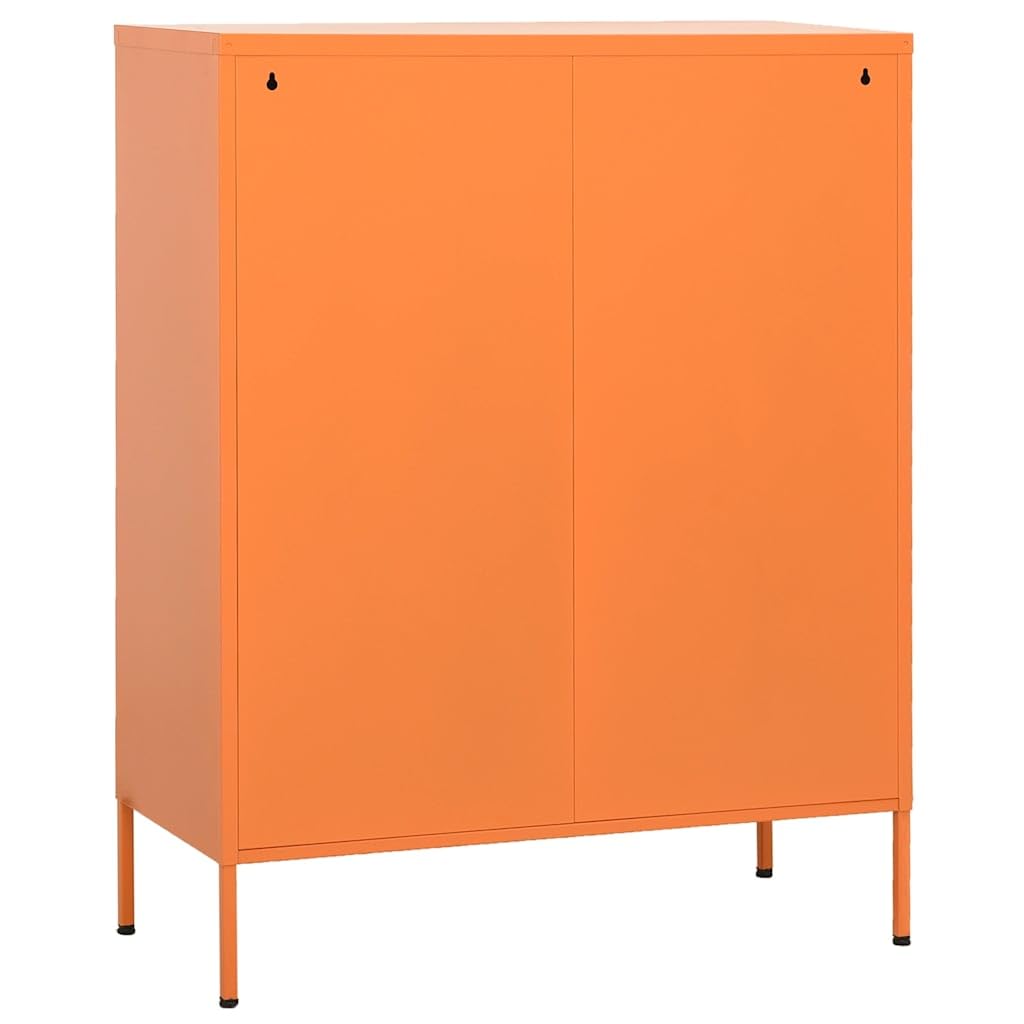 Armadietto in Acciaio Arancione 80x35x101,5 cm con Ripiani Regolabili, Mobiletto Portaoggetti Salvaspazio per Soggiorno, Ingresso, Cucina, Bagno e Camera, Durevole e Facile da Assembrare