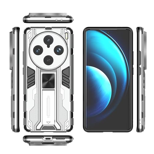 Pzwoxukhov Compatible with Vivo X100 Pro 5G Case Cover,Compatible with Vivo X100 Pro 5G Protective Phone Cover with Kickstand,Magnetic Attraction Function Case Silver