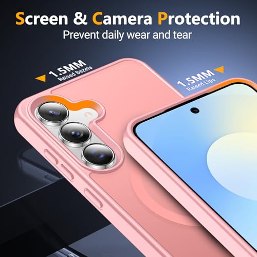 Image of SPIDERCASE Magnetic for Samsung Galaxy S25 FE Case, [3 Stand Ways][ Military Grade Drop Protection] with Invisible Stand Slim Phone Case for S25 FE 5G,Pink