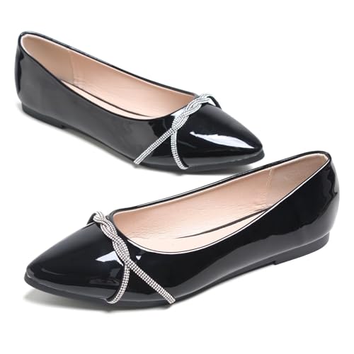 Image of Stunner Womens Flats Fashion Pointed Toe Bowknot Ballet Flats Cute Slip On Dress Flats Comfortable Party Wedding Flats2