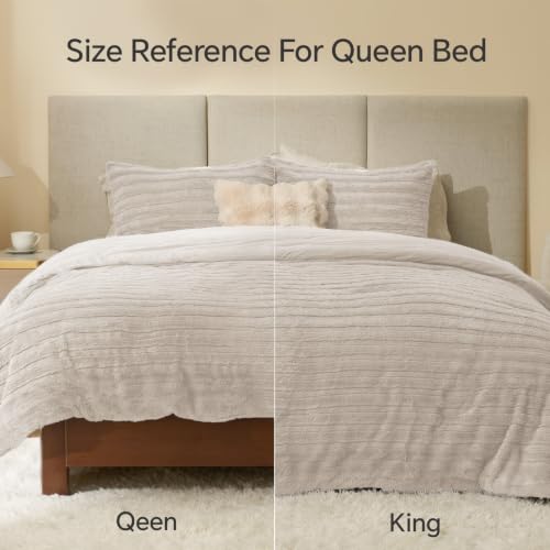Image of BEDELITE Faux Fur Twin /Twin XL Comforter Set, Fluffy Bed Set, Linen | Super Soft & Warm, Luxury Fuzzy Cozy Comforter for Winter, Heavy Plush Bed set, with 1 Pillowcase