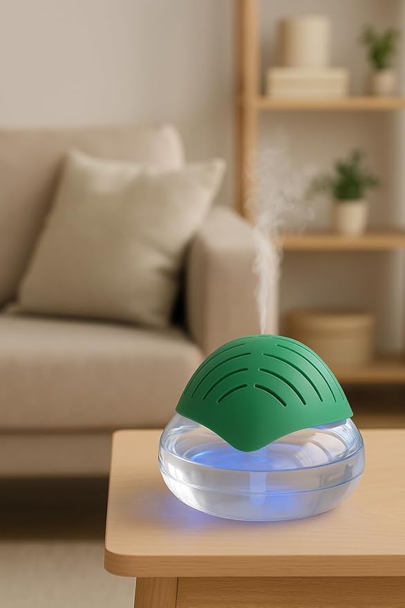 Image of Portable 3-in-1 Air Purifier, Aroma Diffuser & Air Humidifier with 500ml Water Tank - Electric Revitalizer for Fresh Air & Fragrance at Home, Office, Bedroom & Spa (Green)