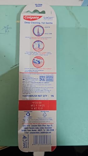 Colgate Adult Slim Soft Advance Manual Toothbrush Ultra Soft Toothbrush (2 Toothbrushes),Multicolour